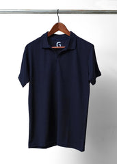TEXTURED KINT NAVY BLUE POLO SHIRT