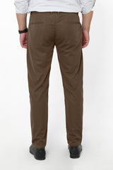 Brown Plated Pant - Regular Fit