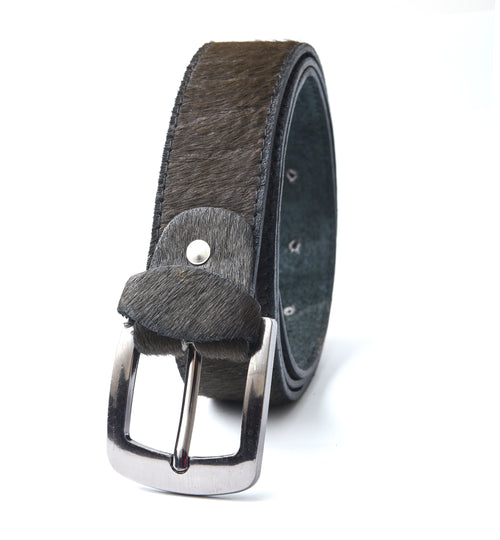 Charcoal Luxe Leather Belt