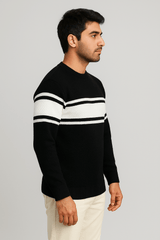 Black Line Stripped Wool SweatershirtGarderobe Clothing