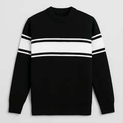 Black Line Stripped Wool SweatershirtGarderobe Clothing