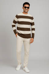 Brown panel Wool SweatershirtGarderobe Clothing