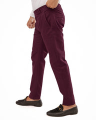 Dark Maroon Cotton pant - Smart FitPantsGarderobe Clothing