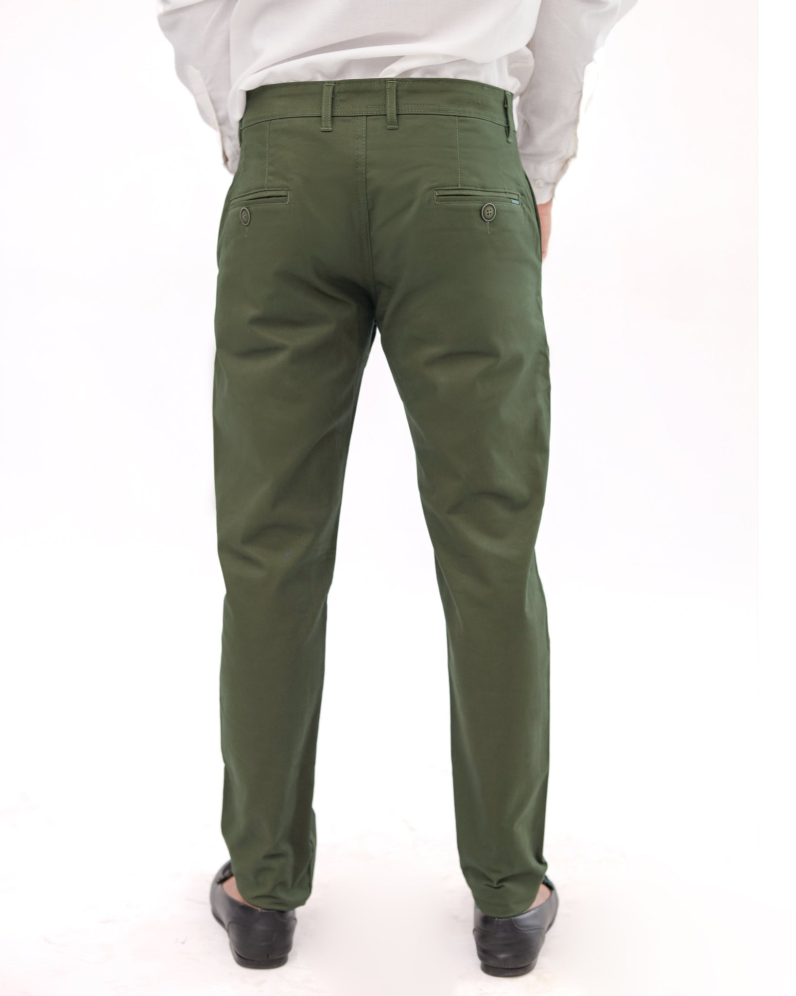 Dark Olive Green Cotton Pant - Smart FitPantGarderobe Clothing