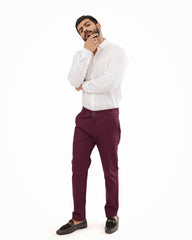 Dark Maroon Cotton pant - Smart Fit