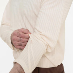 Full Sleeve Royal Creamy Polo Shirt - KnittedshirtGarderobe Clothing
