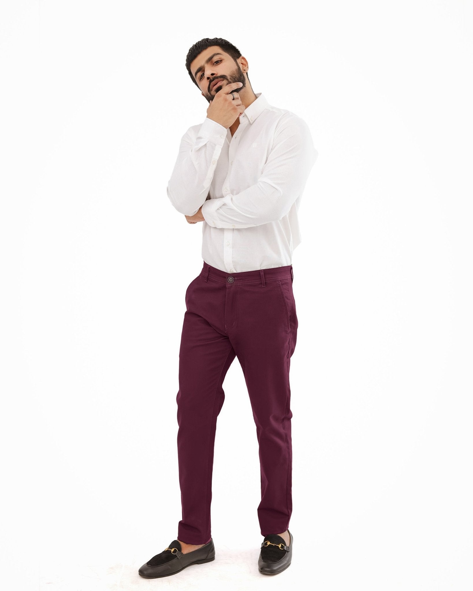 Maroon Cotton Pant - Smart FitPantGarderobe Clothing