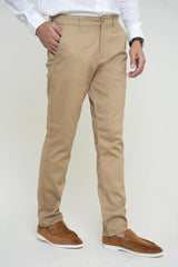 Royal Beige Cotton Pant - Straight FitPantGarderobe Clothing