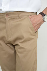 Royal Beige Cotton Pant - Straight FitPantGarderobe Clothing