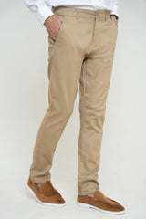 Royal Beige Cotton Pant - Straight FitPantGarderobe Clothing