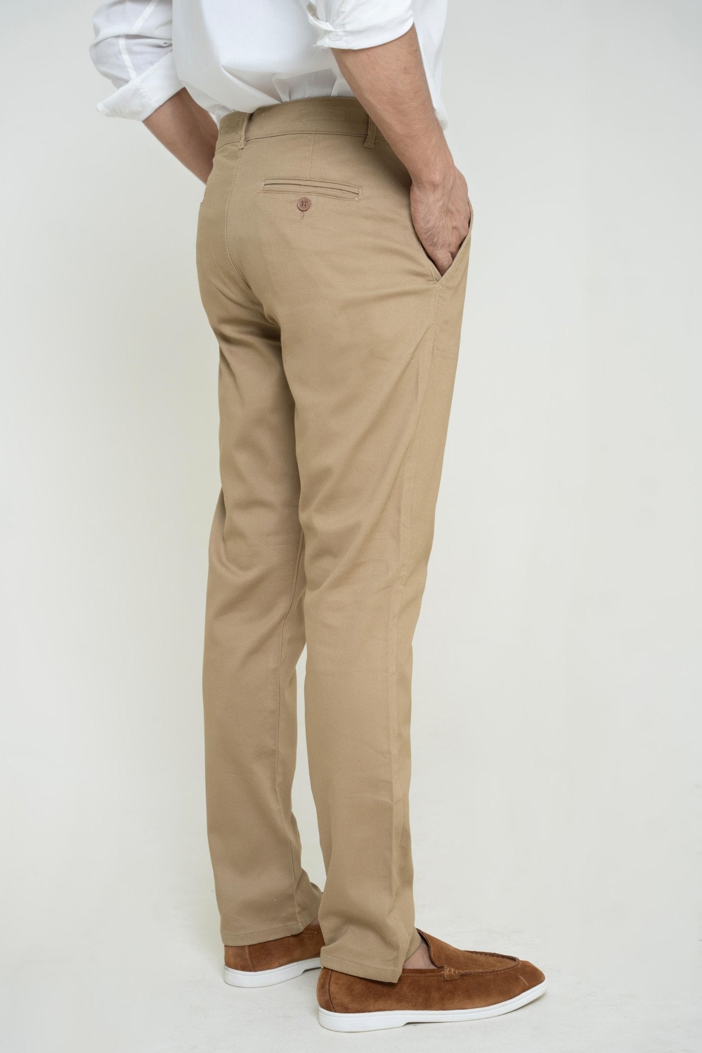 Royal Beige Cotton Pant - Straight FitPantGarderobe Clothing