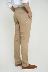 Royal Beige Cotton Pant - Straight FitPantGarderobe Clothing