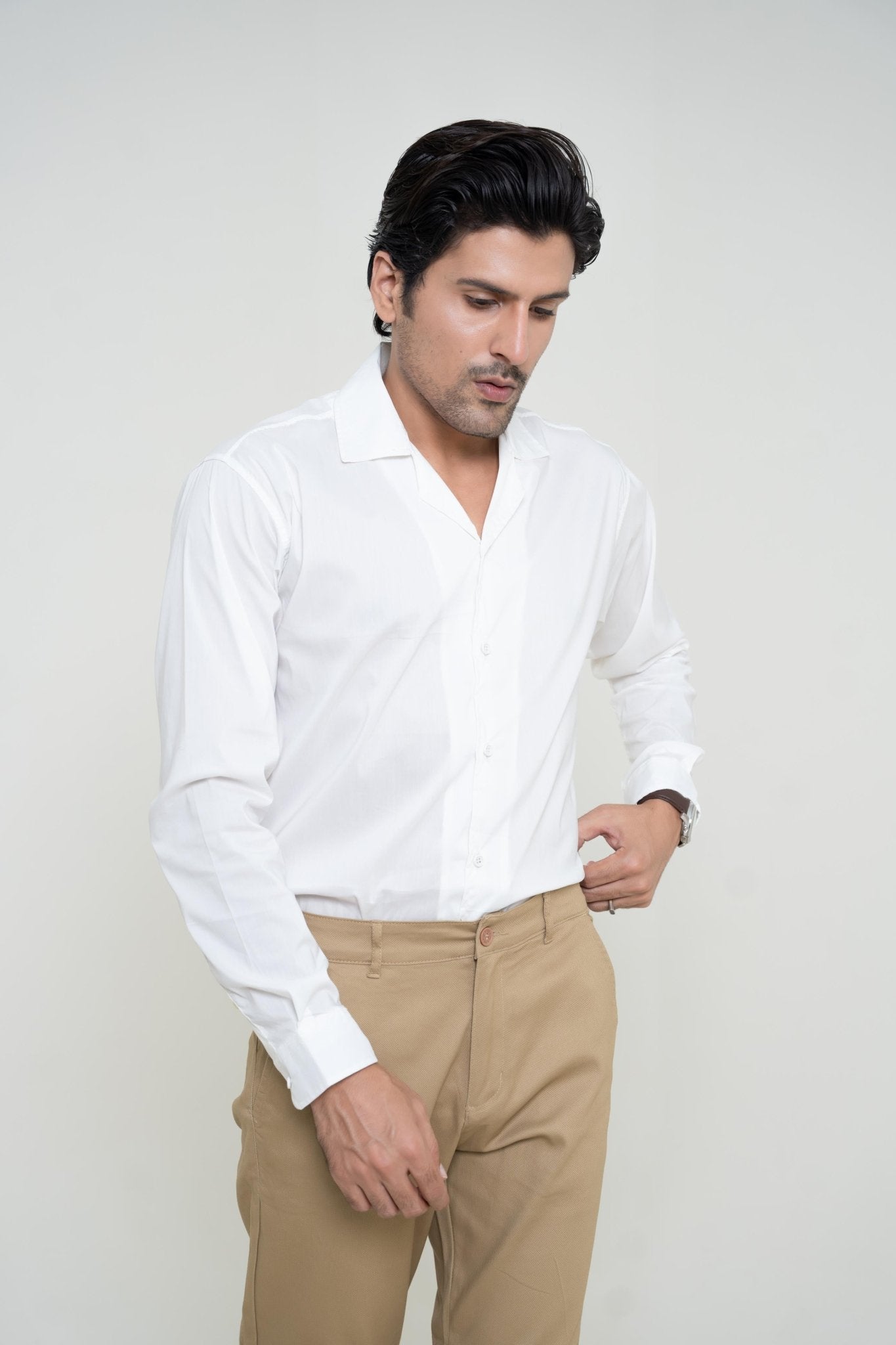 White Cuban Collar ShirtshirtGarderobe Clothing