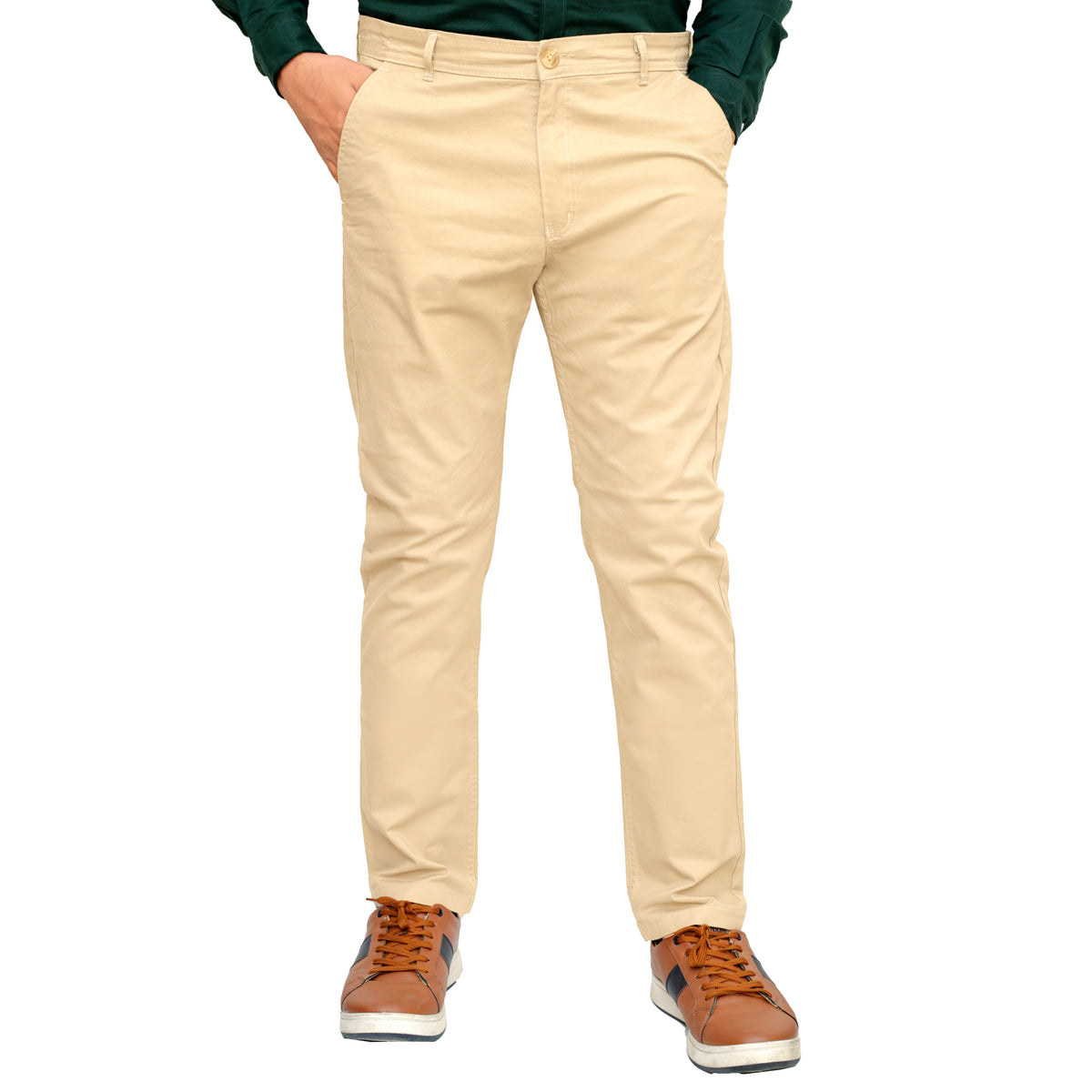 Camel Cotton Pant - Straight Fit
