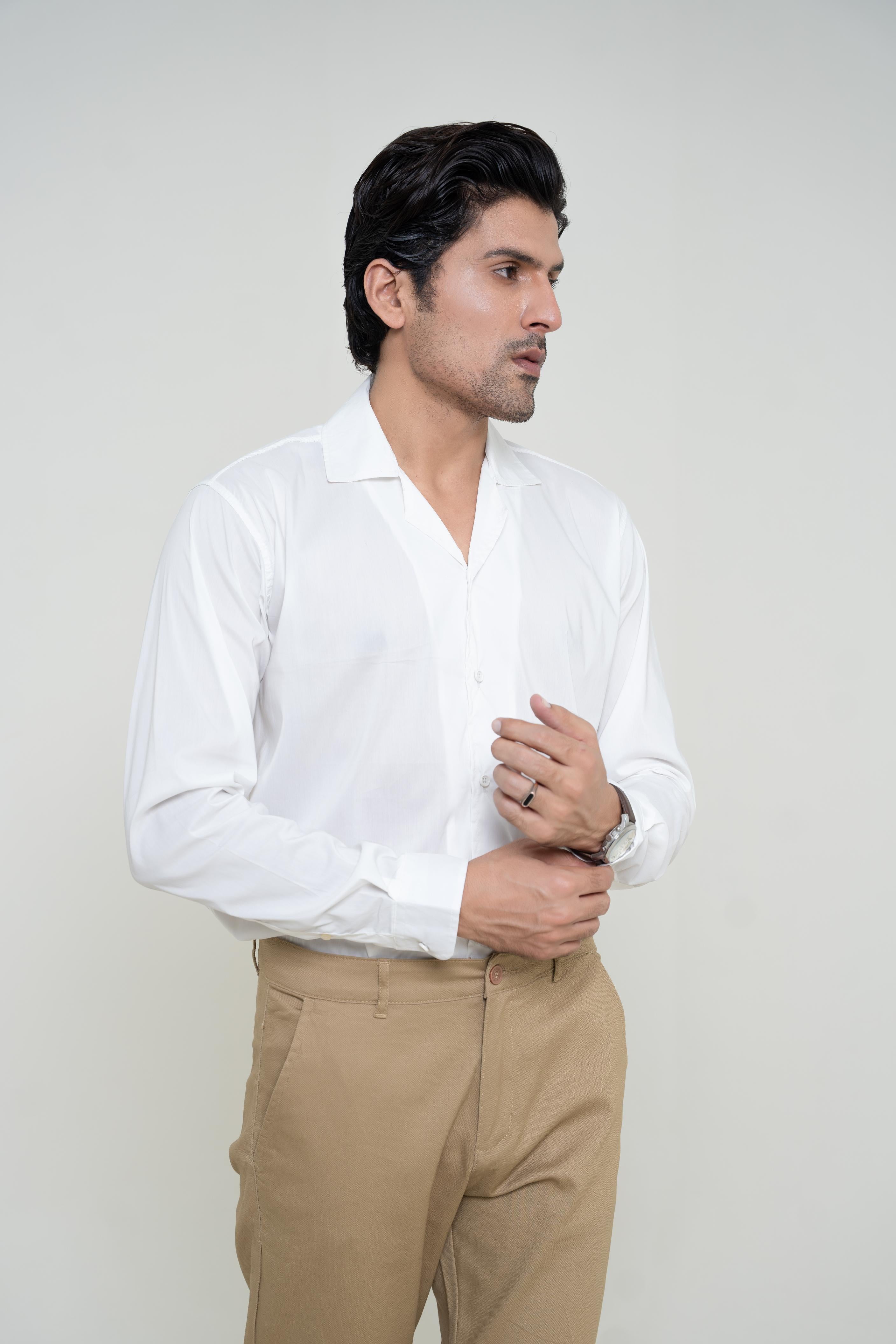 White Cuban Collar Shirt