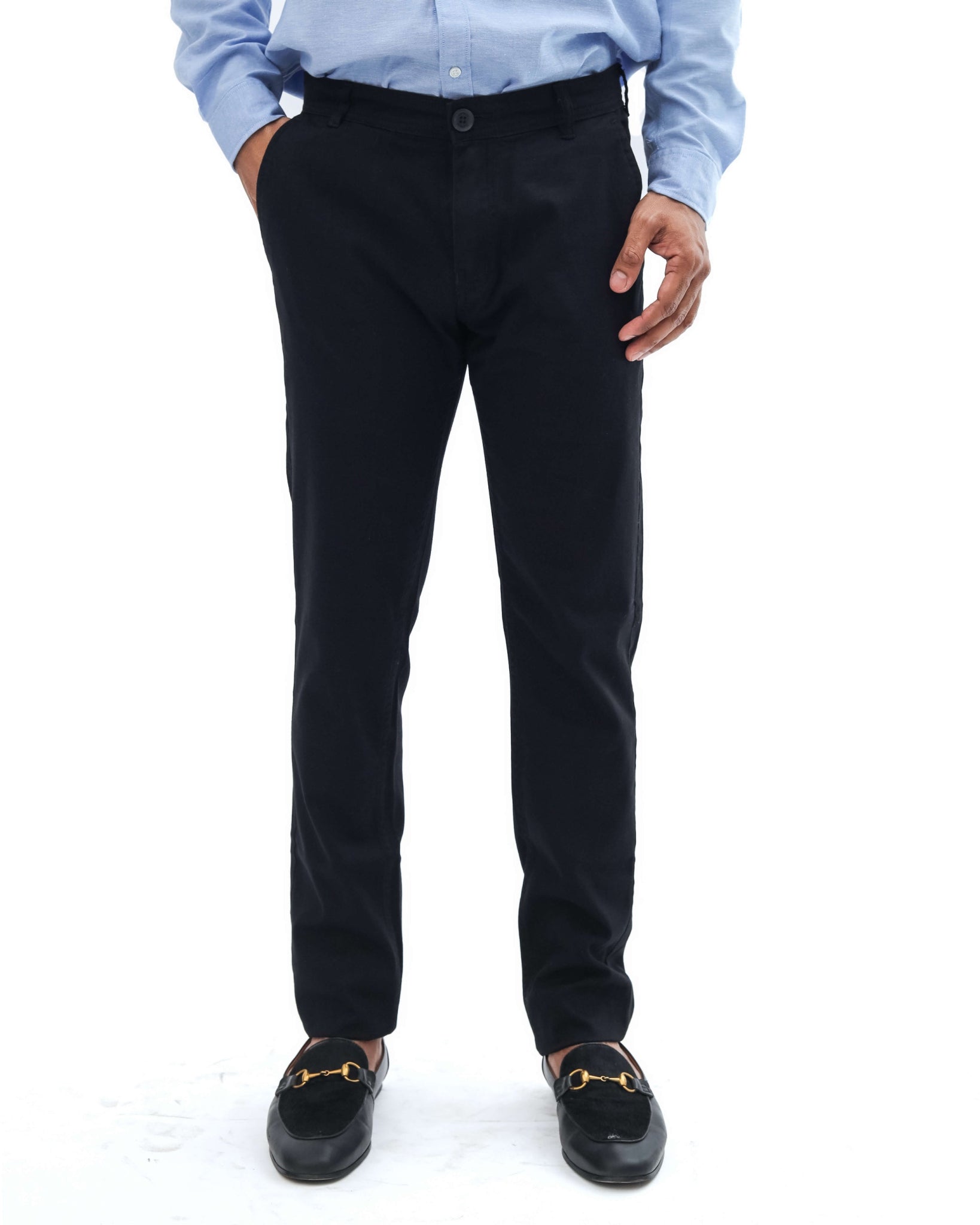 Black Cotton Pant - Smart FitPantGarderobe Clothing