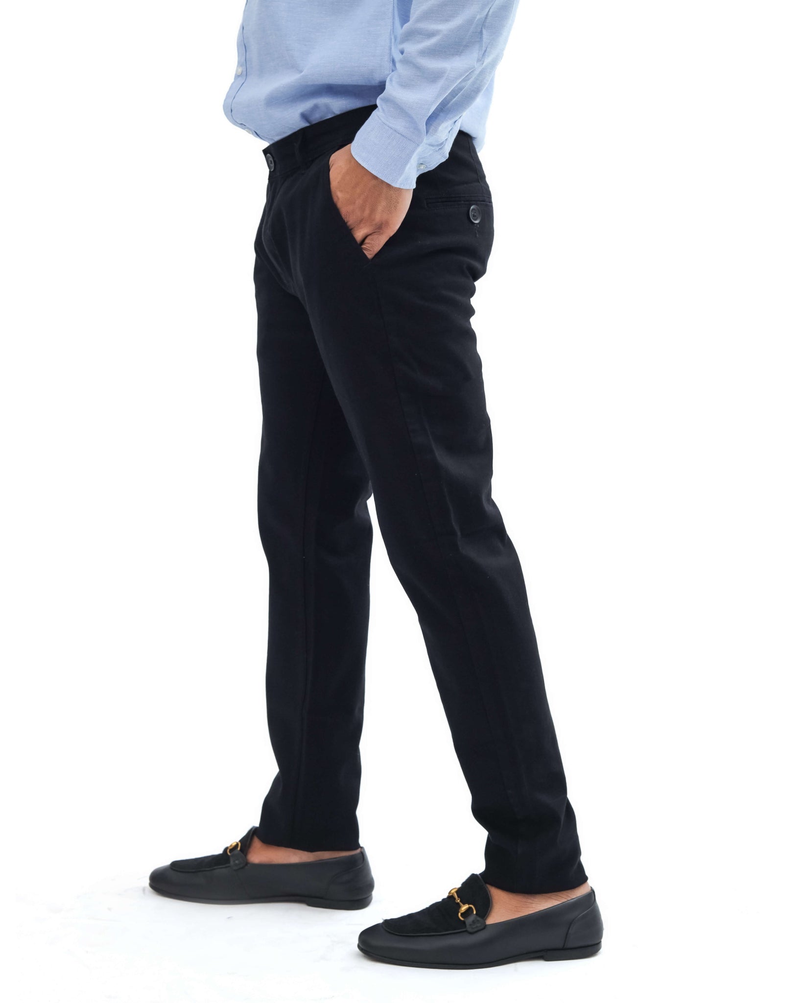 Black Cotton Pant - Smart FitPantGarderobe Clothing