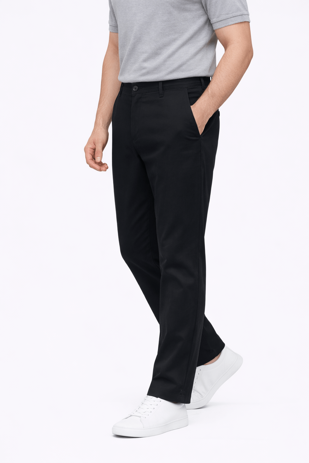 Black Cotton Pant - Straight FitPantGarderobe Clothing