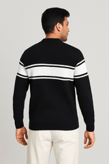 Black Line Stripped Wool SweatershirtGarderobe Clothing