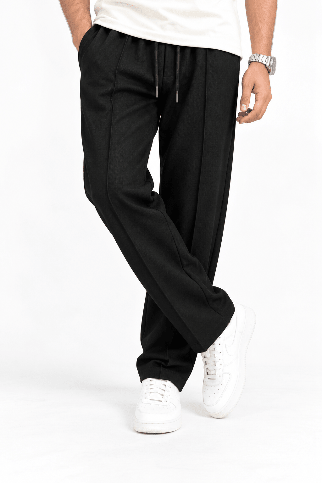 Black Pleated - Korean TrouserGarderobe Clothing