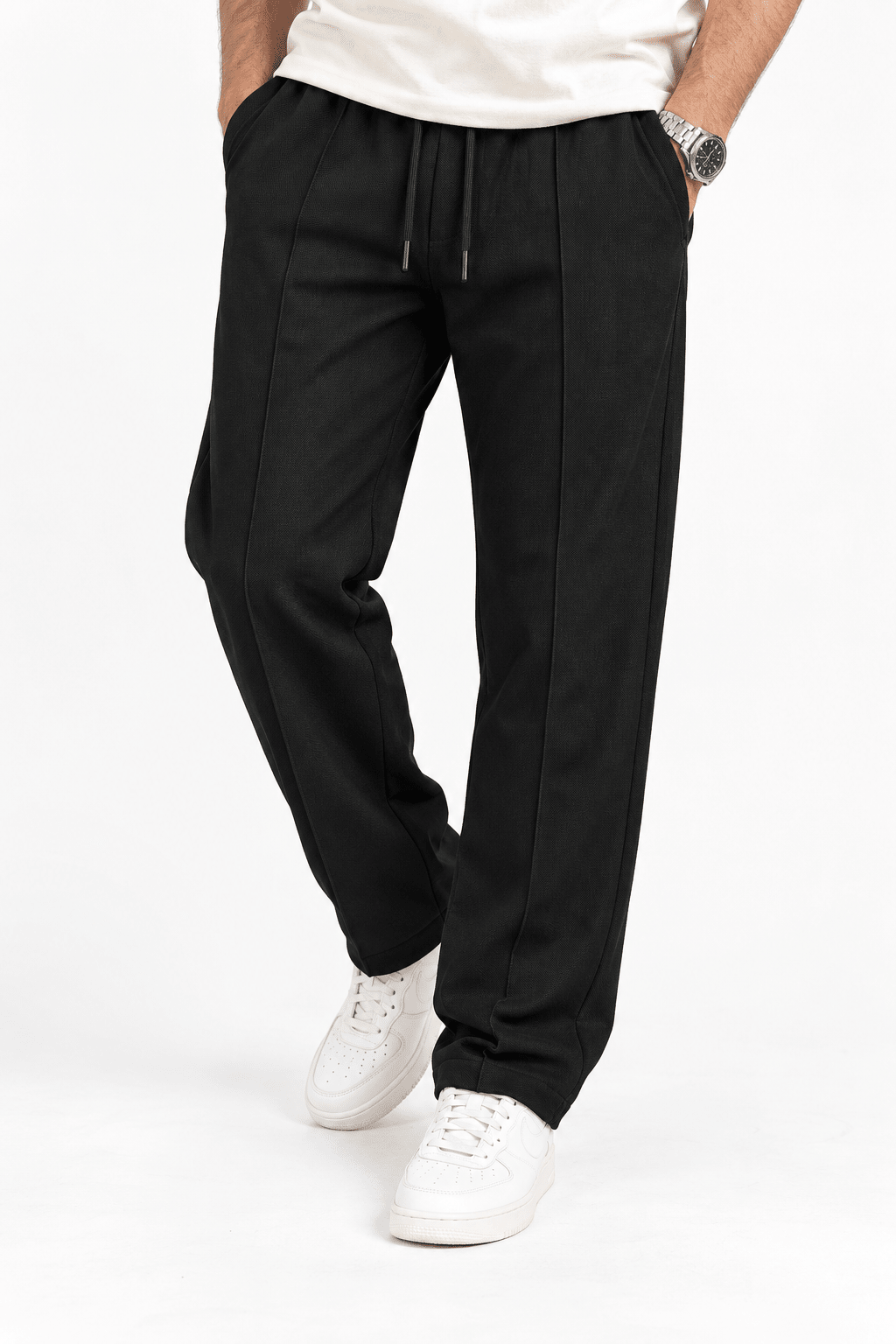 Black Pleated - Korean TrouserGarderobe Clothing