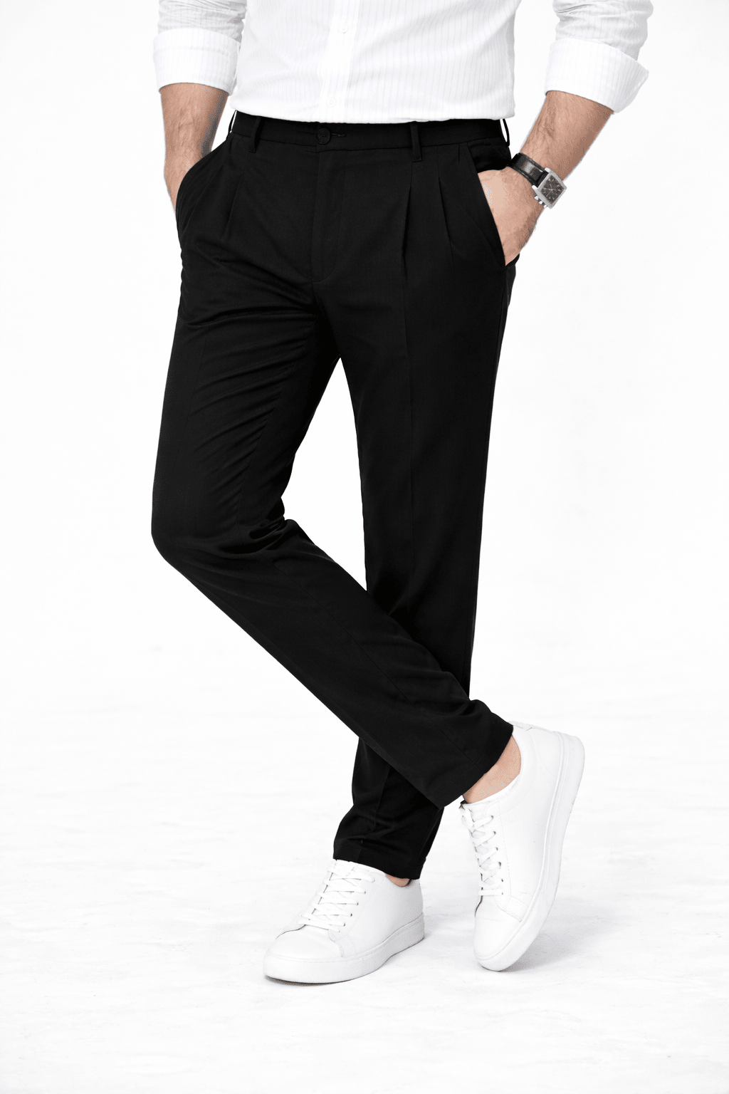Black Pleated Pant - Regular FitPantGarderobe Clothing