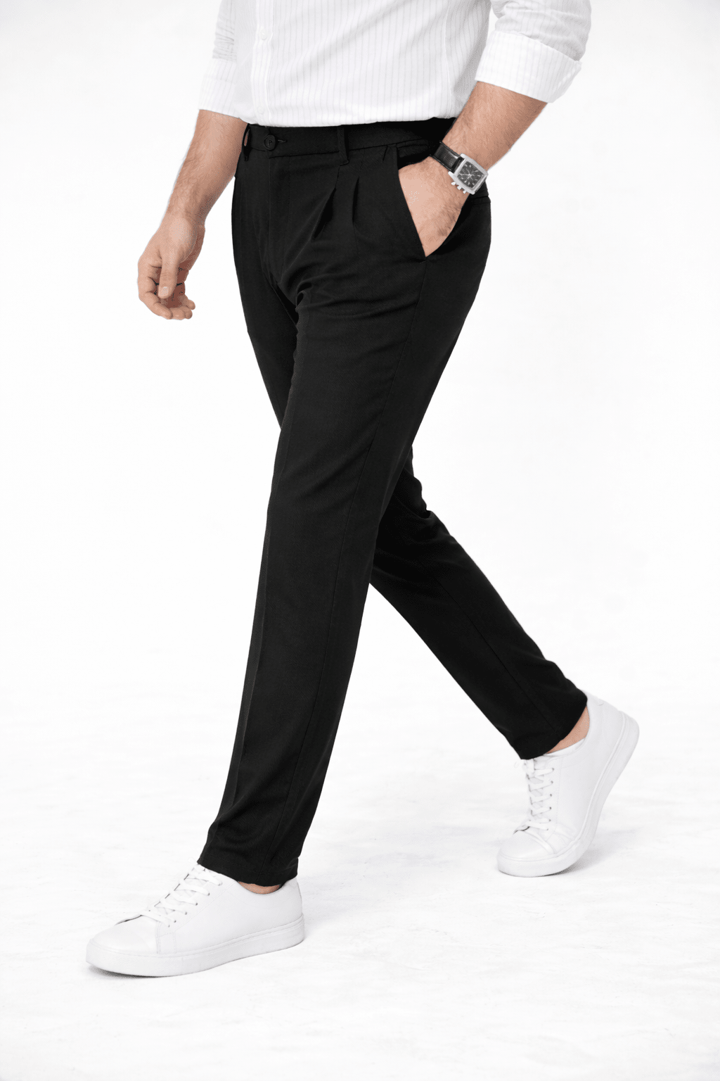 Black Pleated Pant - Regular FitPantGarderobe Clothing