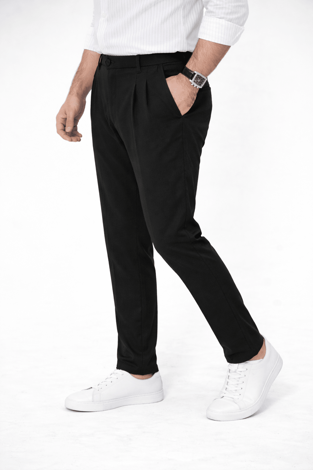 Black Pleated Pant - Regular FitPantGarderobe Clothing