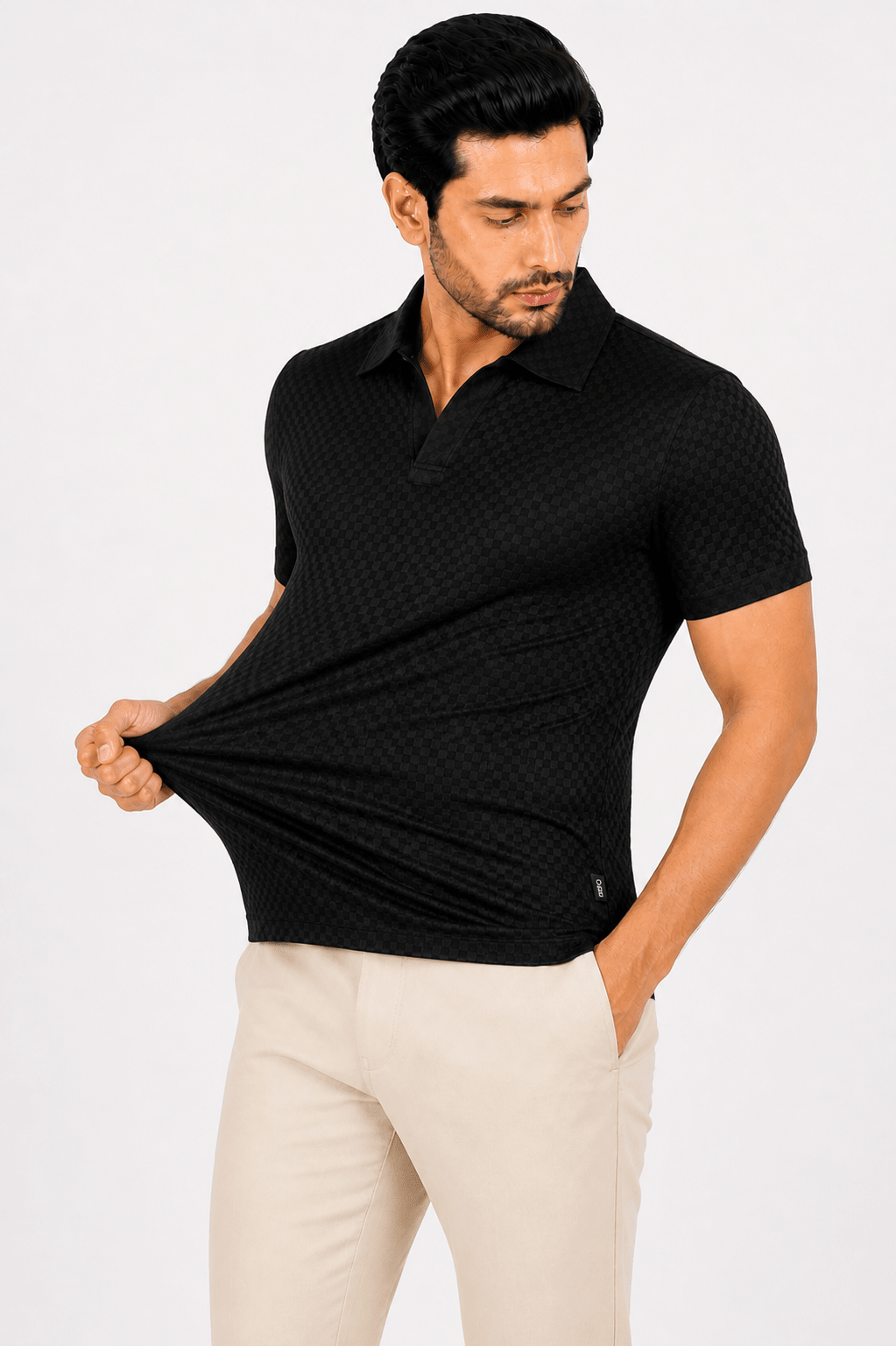 Black Polo Shirt - ActiveFlexHalf Sleeves PoloGarderobe Clothing