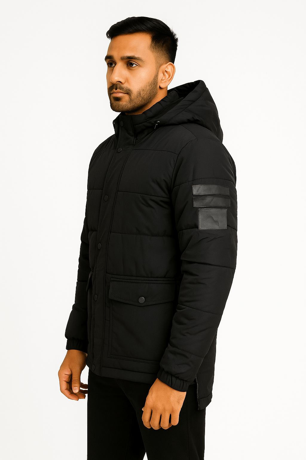 Black Puffer Hoodie JacketGarderobe Clothing