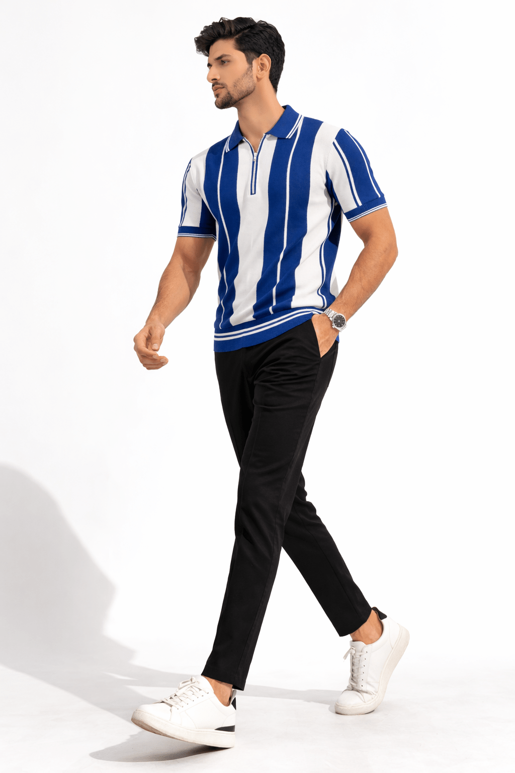 Blue Panel - Popcorn Polo ShirtGarderobe Clothing