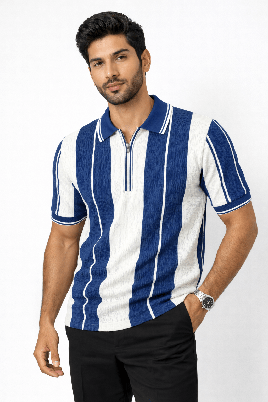 Blue Panel - Popcorn Polo ShirtGarderobe Clothing