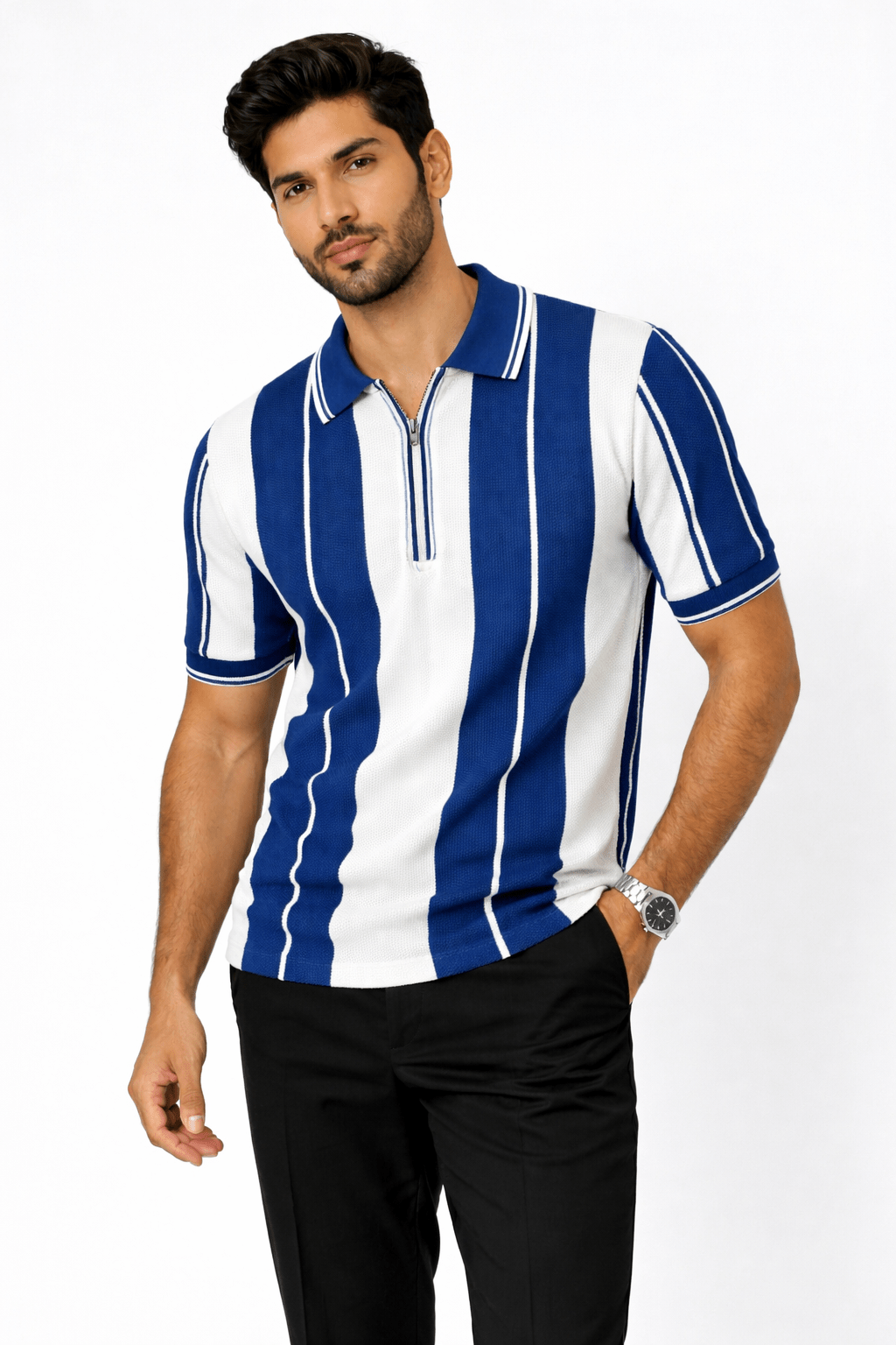 Blue Panel - Popcorn Polo ShirtGarderobe Clothing