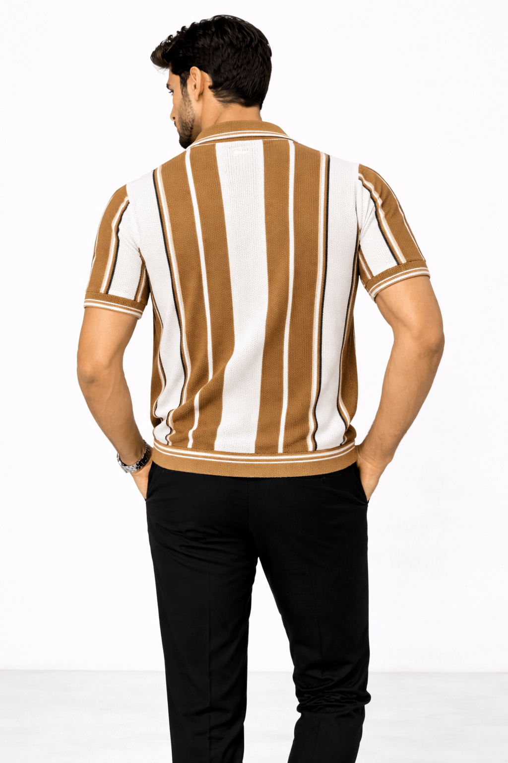 Brown Panel - Popcorn Polo ShirtGarderobe Clothing