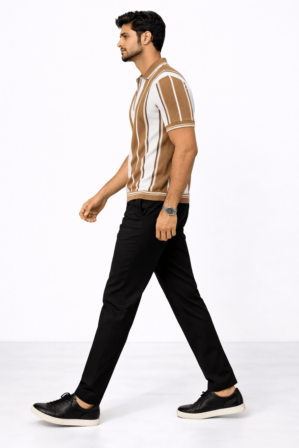 Brown Panel - Popcorn Polo ShirtGarderobe Clothing