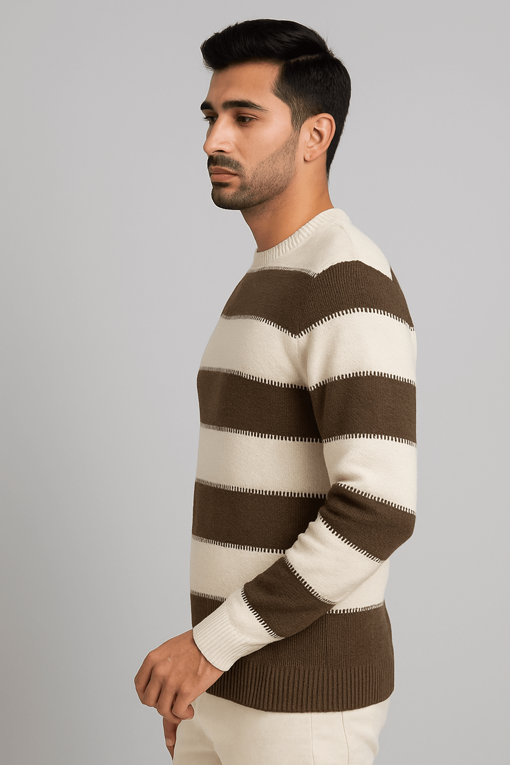 Brown panel Wool SweatershirtGarderobe Clothing