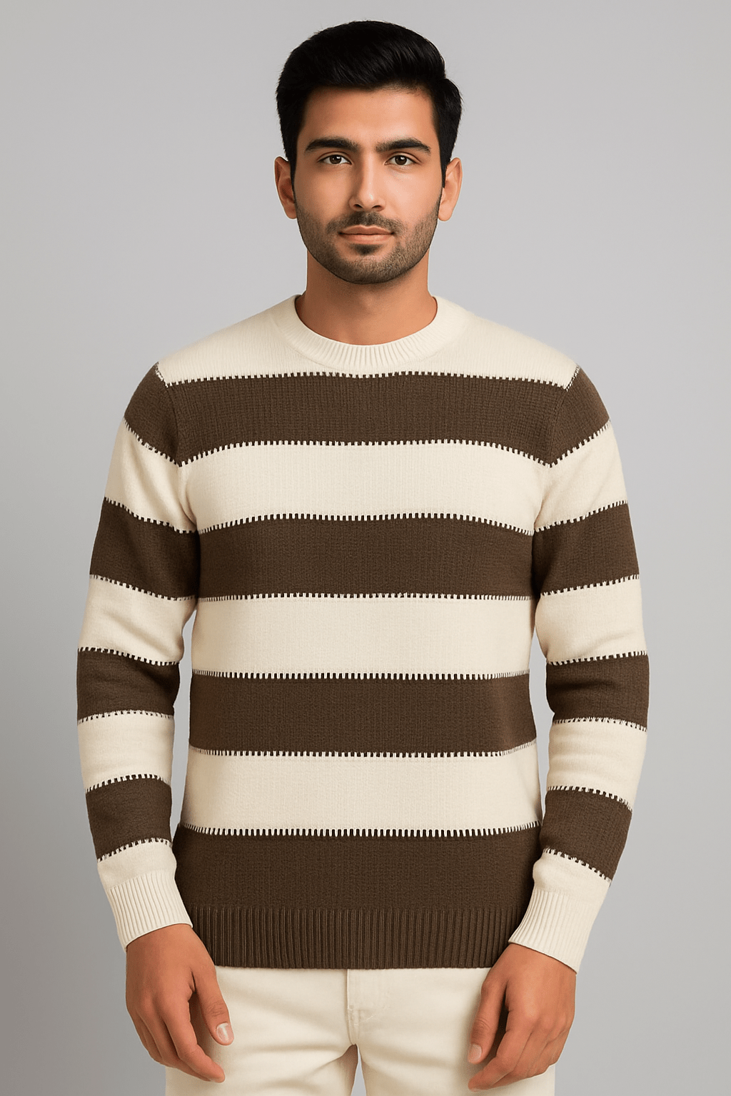 Brown panel Wool SweatershirtGarderobe Clothing