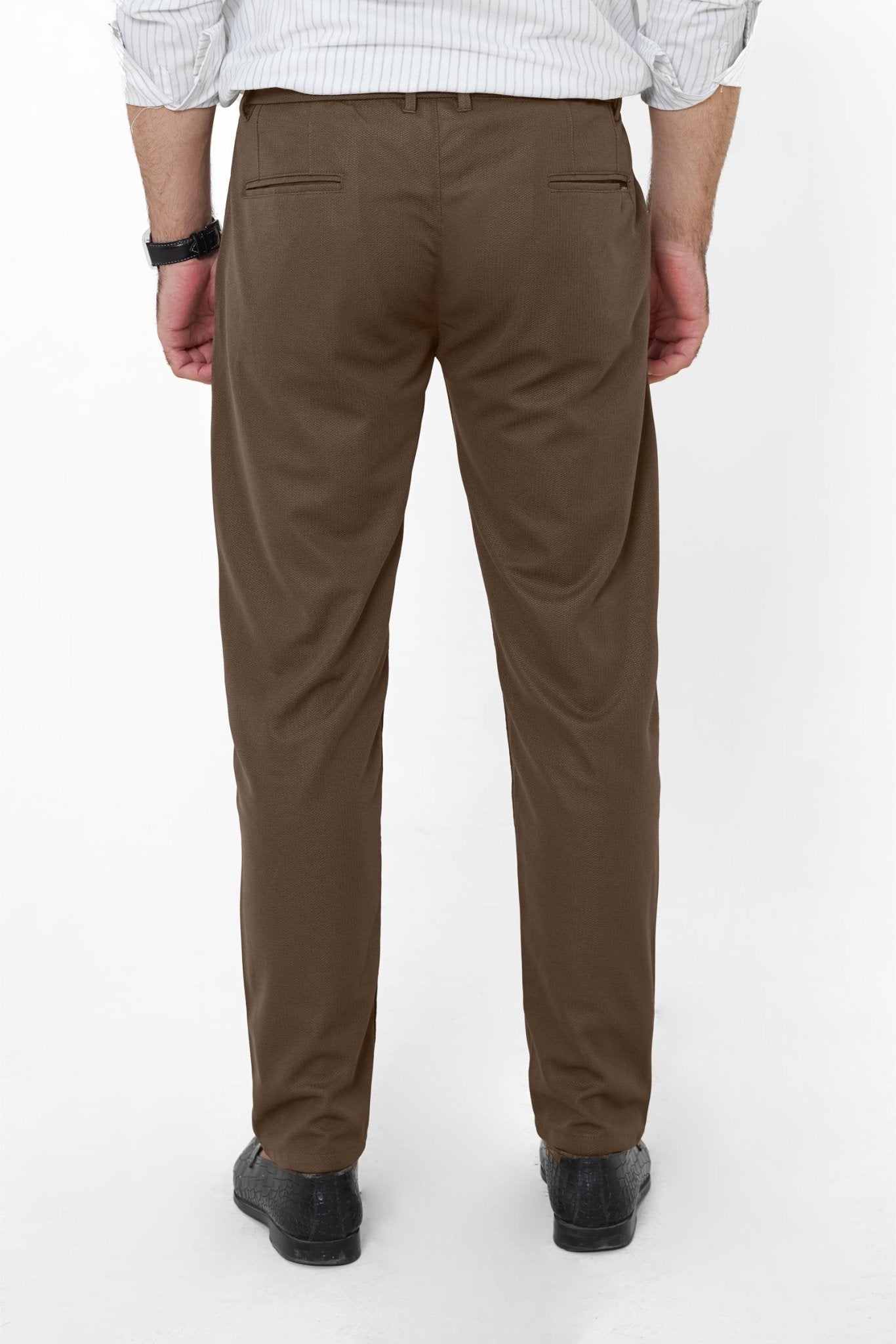Brown Plated Pant - Regular FitPantGarderobe Clothing