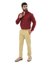 Camel Brown cotton pant - Smart FitPantGarderobe Clothing