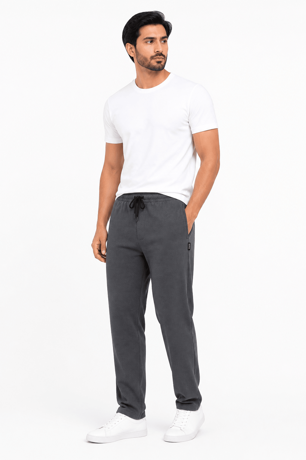 Charcoal Knitted Trouser - Regular - fitPleated TrousersGarderobe Clothing