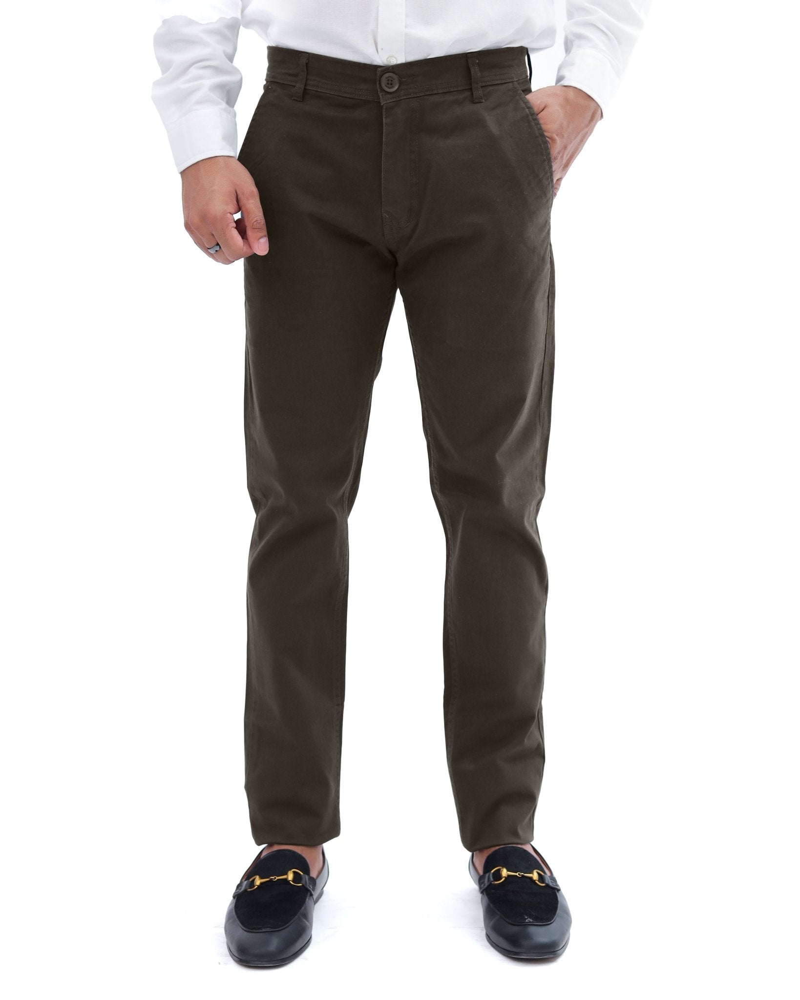 Chocolate Brown cotton pant - Smart FitPantsGarderobe Clothing
