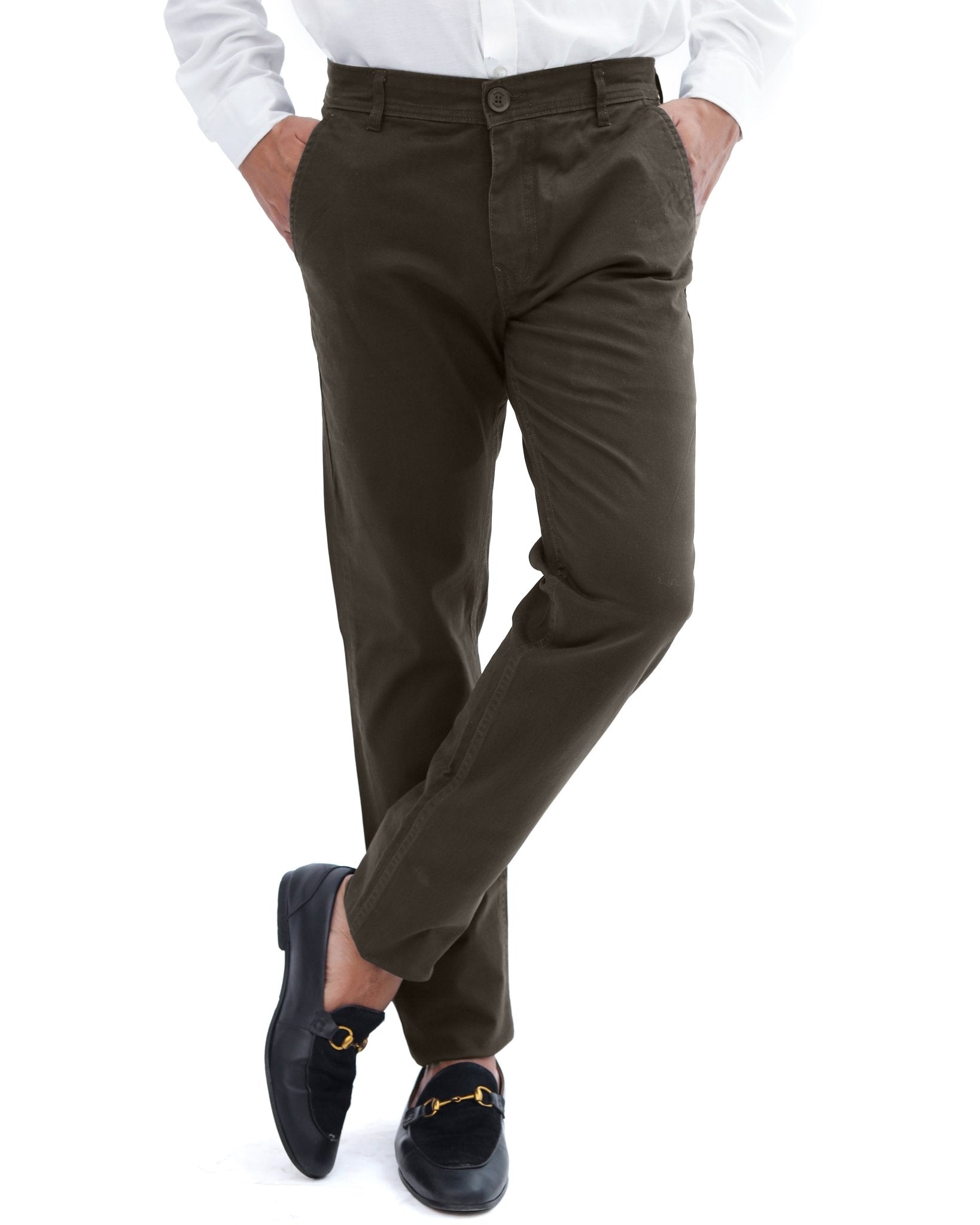Chocolate Brown cotton pant - Smart FitPantsGarderobe Clothing
