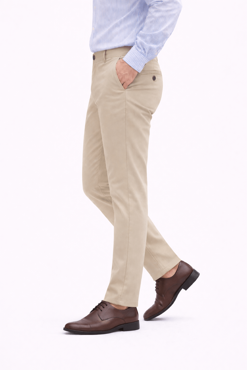 Creamy Camelwood cotton pant - Smart FitPantsGarderobe Clothing