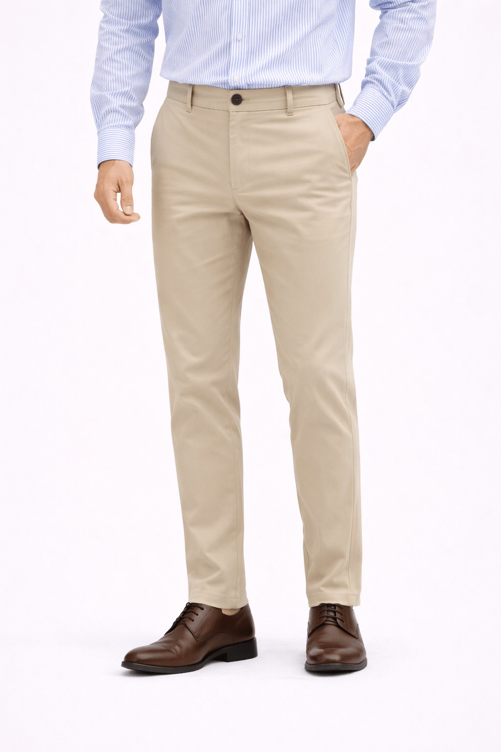 Creamy Camelwood cotton pant - Smart FitPantsGarderobe Clothing