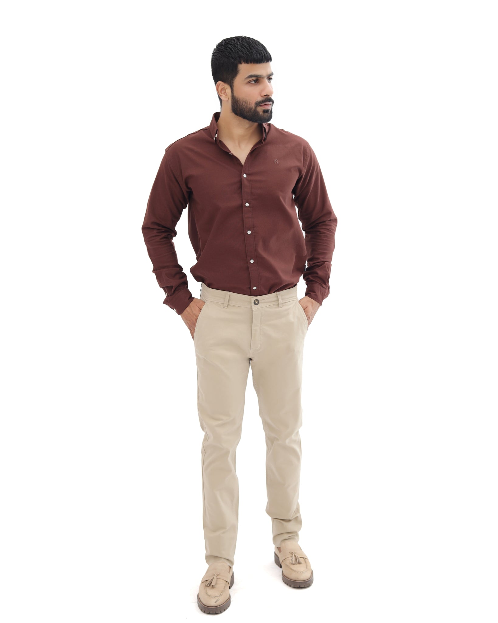 Creamy Camelwood cotton pant - Smart FitPantsGarderobe Clothing