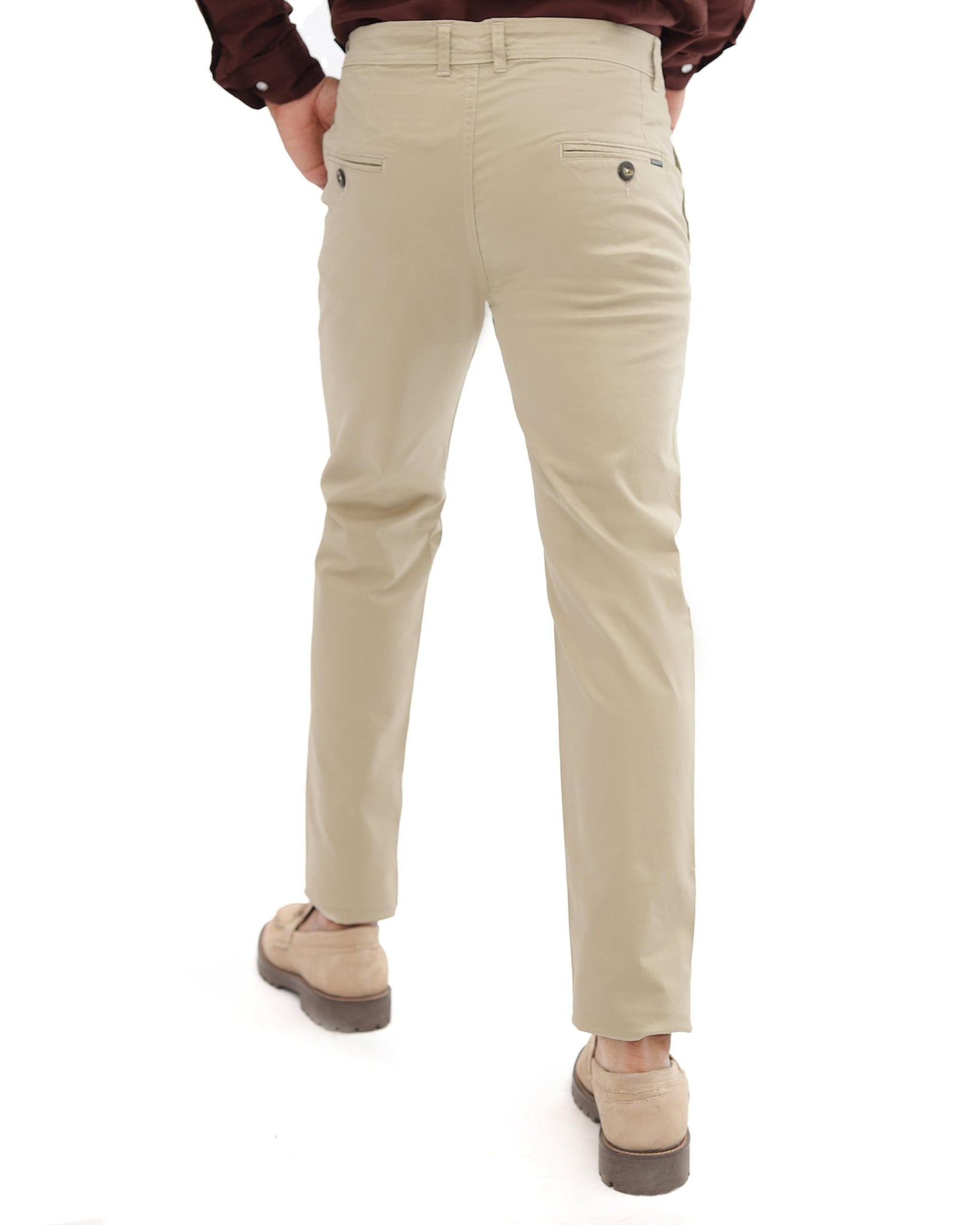 Creamy Camelwood cotton pant - Smart FitPantsGarderobe Clothing