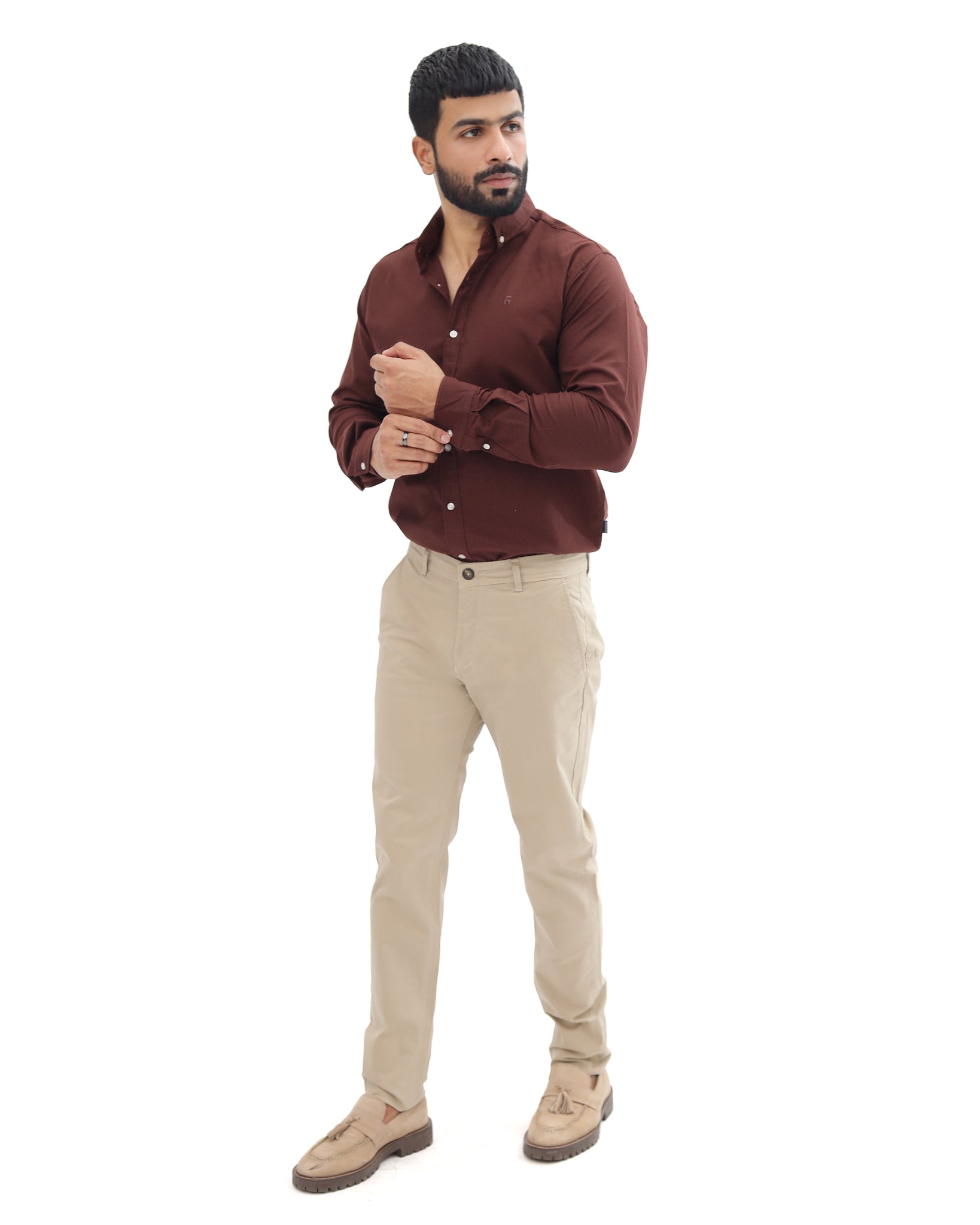Creamy Camelwood cotton pant - Smart FitPantsGarderobe Clothing