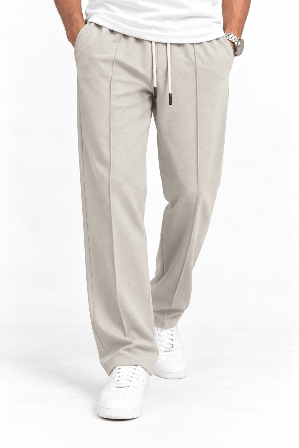 Creamy Pleated - Korean TrouserGarderobe Clothing
