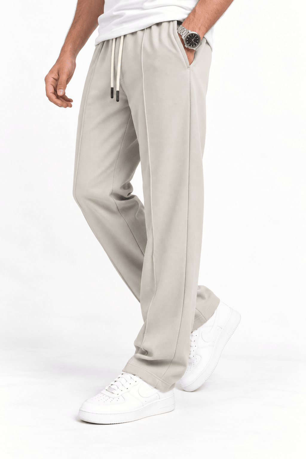 Creamy Pleated - Korean TrouserGarderobe Clothing
