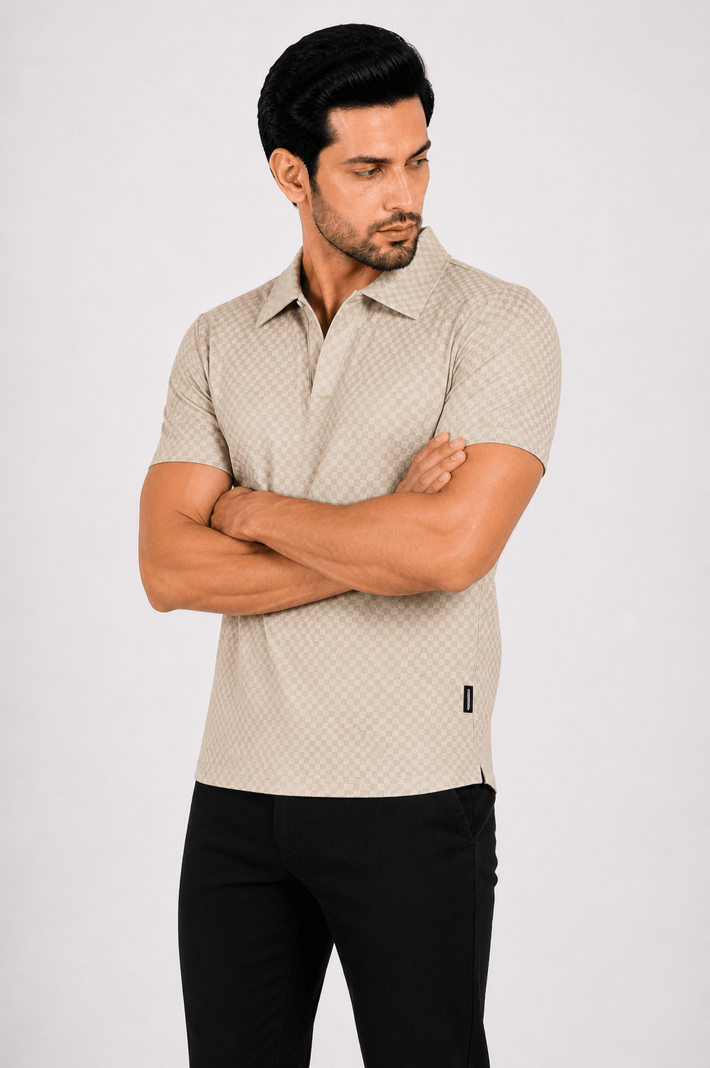 Creamy Polo Shirt - ActiveFlexHalf Sleeves PoloGarderobe Clothing